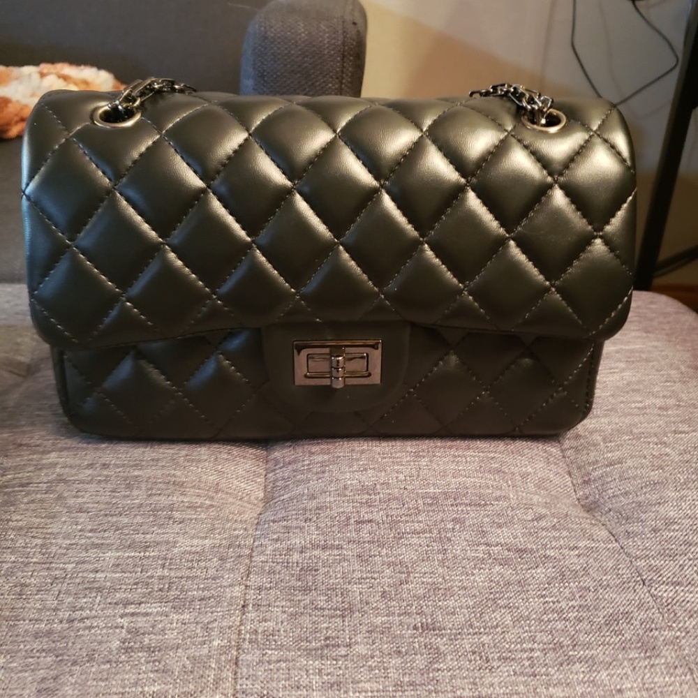 Quilted double flap bag